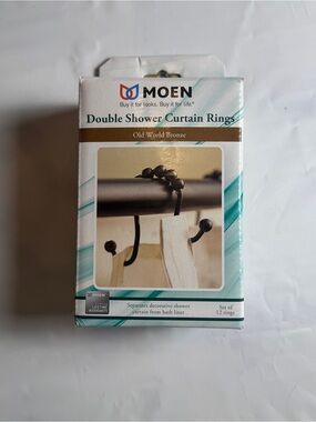 ✨ NEW Moen Double Shower Curtain Rings - Old World Bronze - Set of 12 ✨